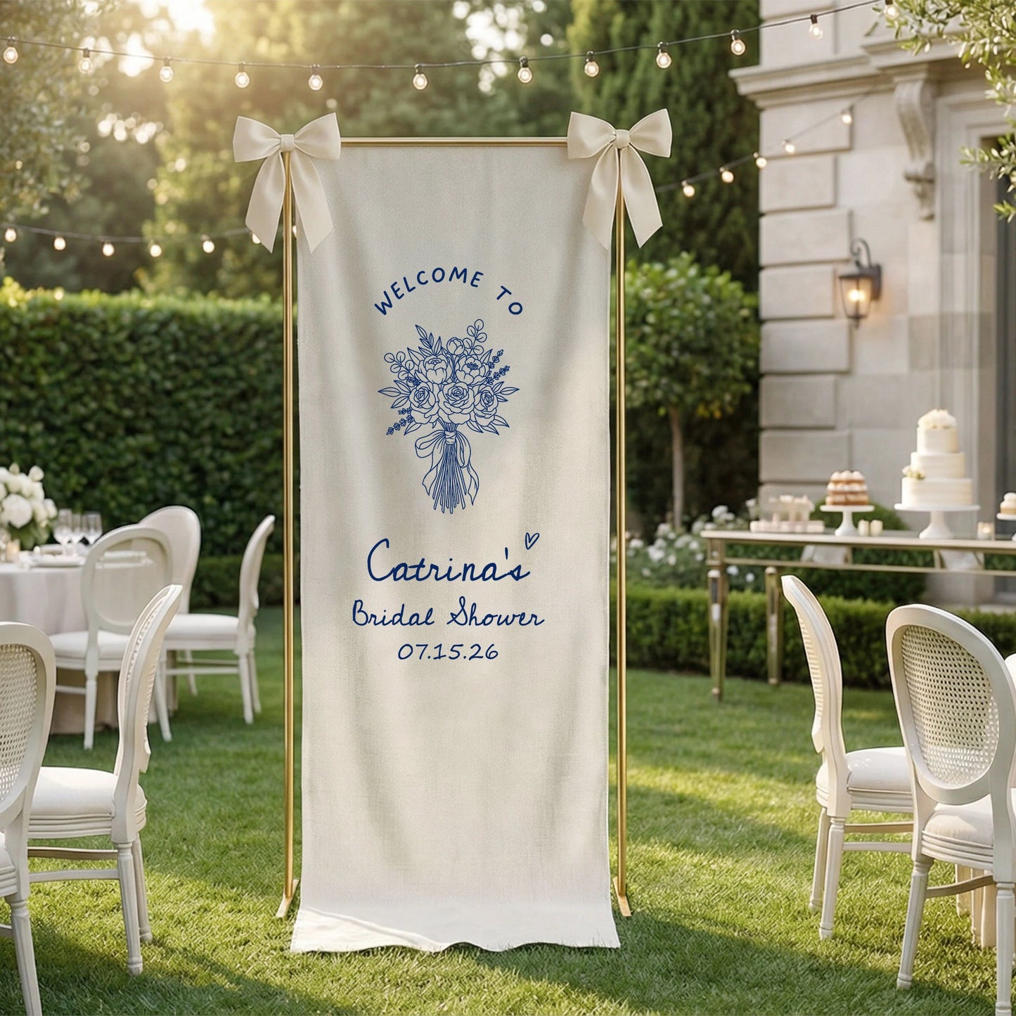 Floral Bridal Shower Banner Personalized Custom Name Bridal Shower Welcome Backdrop Decor