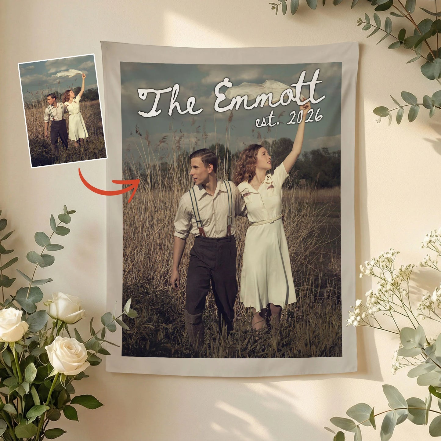 Custom Wedding Photo Banner Personalized Couple Photo Backdrop Engagement Party Wedding Banner