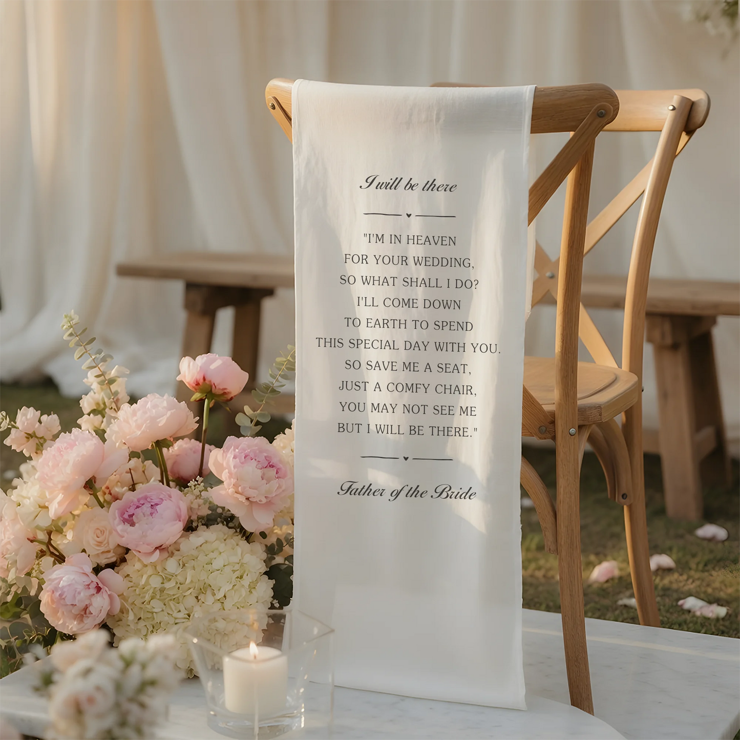 I Will Be There Memorial Wedding Chair Sign Reserved Seat In Loving Memory Chair Cover