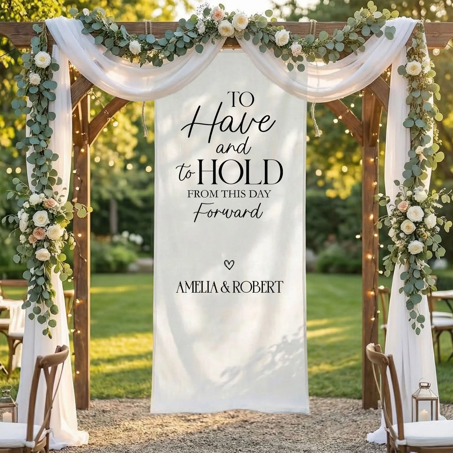 To Have and To Hold Wedding Banner Personalized Wedding Ceremony Backdrop Custom Names Wedding Sign