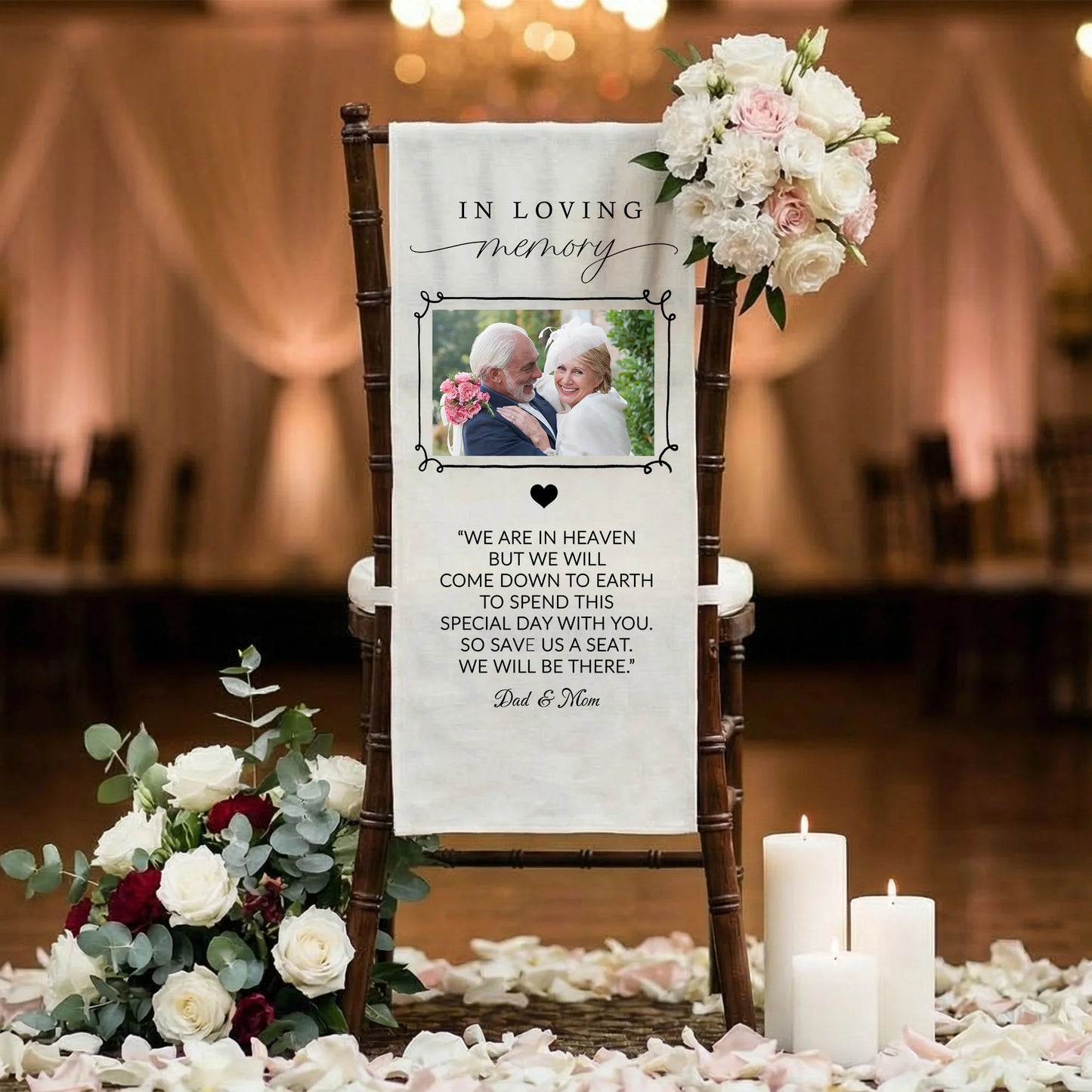 In Loving Memory Photo Wedding Chair Sign Personalized Memorial Seat Sign With Picture