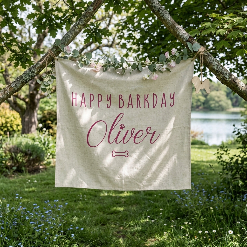 Custom Banner Dog Birthday Party Backdrop, Puppy Party Welcome Sign, Dog Lover Birthday Banner