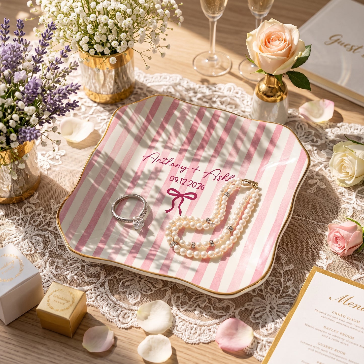 Personalized Locked Ring Dish Wedding Gift for Couple