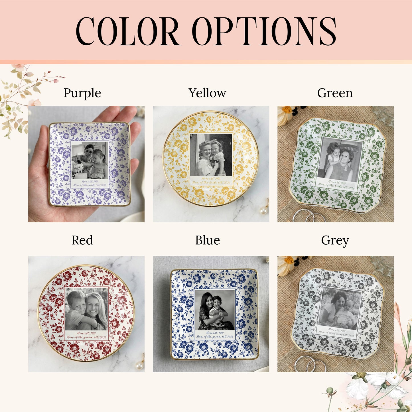 Personalised Photo Trinket Dish, Custom Jewelry Ring Dish, Ceramic Trinket Tray for Birthday, Anniversary