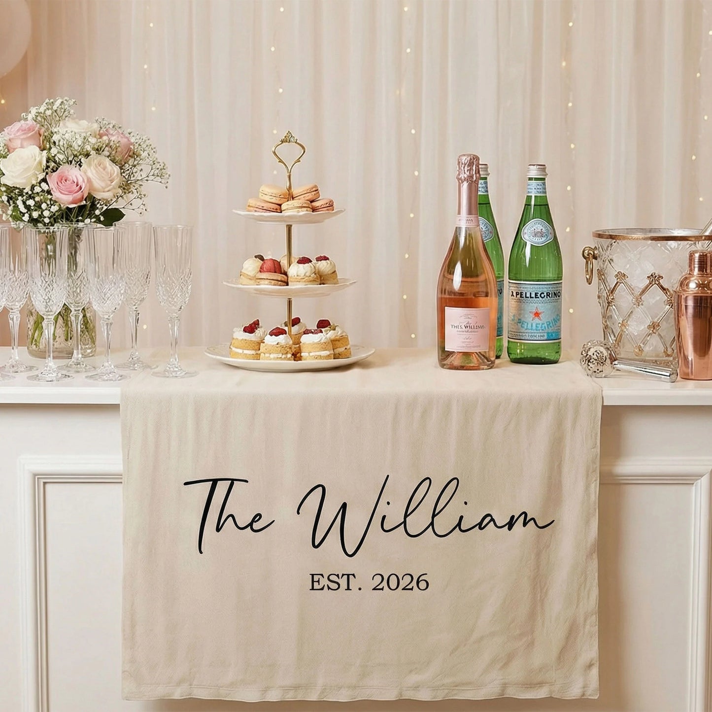 Wedding Table Runner Banner Personalized Family Name Wedding Decor EST Date Linen Table Backdrop