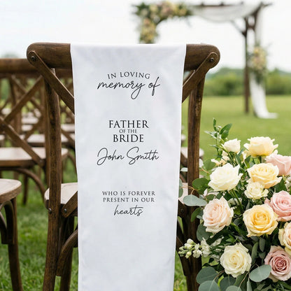 Memorial Chair Sign Personalized In Loving Memory Wedding Chair Sign Custom Name Linen Memorial Decor