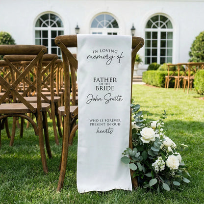 Memorial Chair Sign Personalized In Loving Memory Wedding Chair Sign Custom Name Linen Memorial Decor