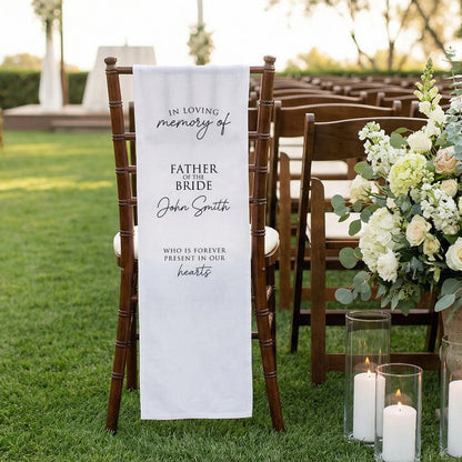 Memorial Chair Sign Personalized In Loving Memory Wedding Chair Sign Custom Name Linen Memorial Decor