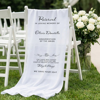 Reserved Memorial Chair Sign Personalized In Loving Memory Wedding Chair Sign Custom Name Linen Decor
