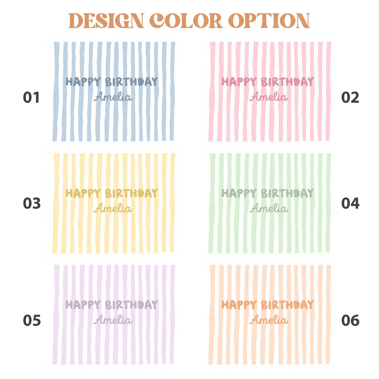 Striped Birthday Banner Personalized Custom Name Birthday Backdrop Neutral Party Photo Banner