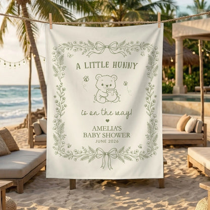 Little Hunny Baby Shower Banner Personalized Winnie Baby Shower Backdrop Custom Name Baby Shower Banner