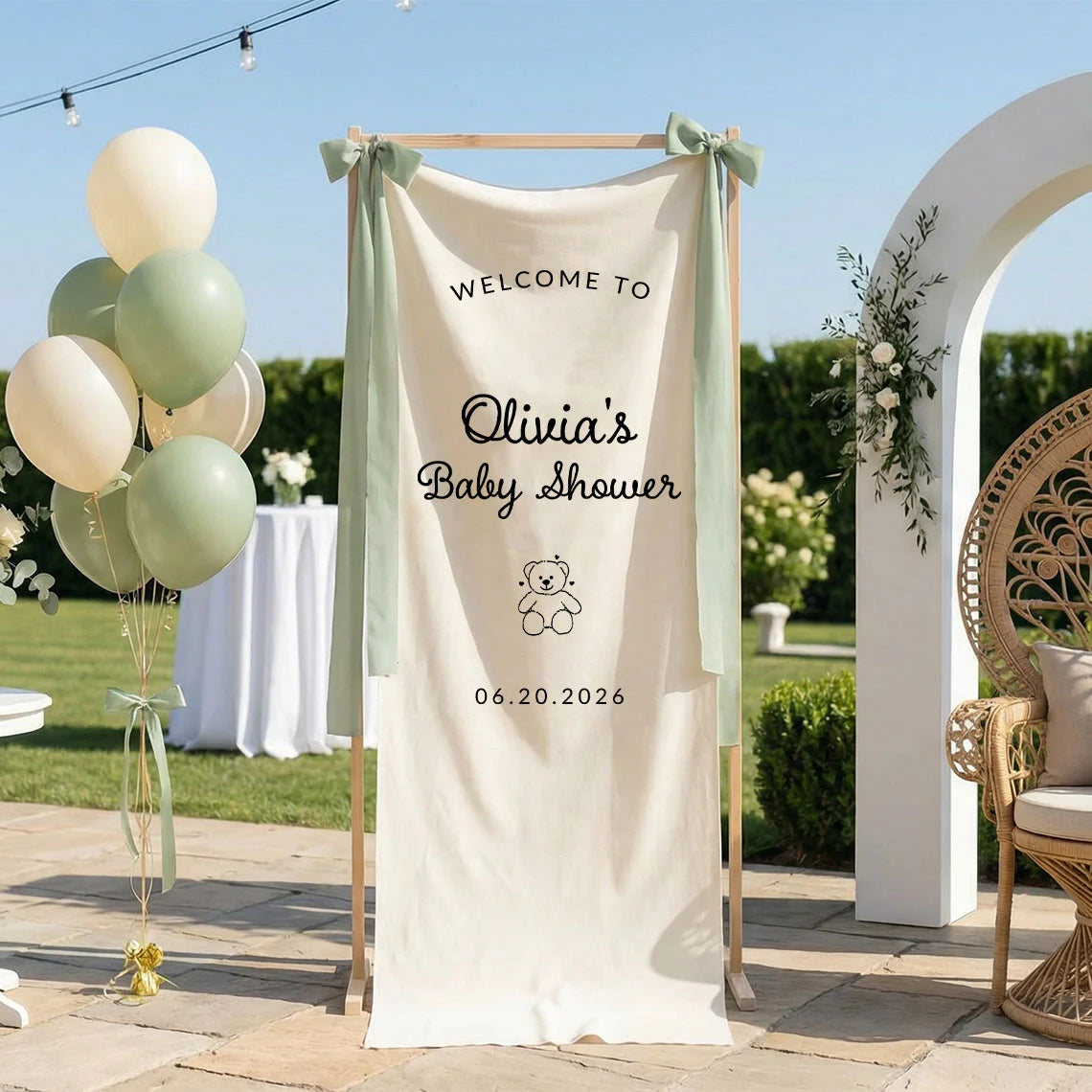 Minimalist Baby Shower Banner Personalized Custom Name Baby Shower Welcome Backdrop Decor