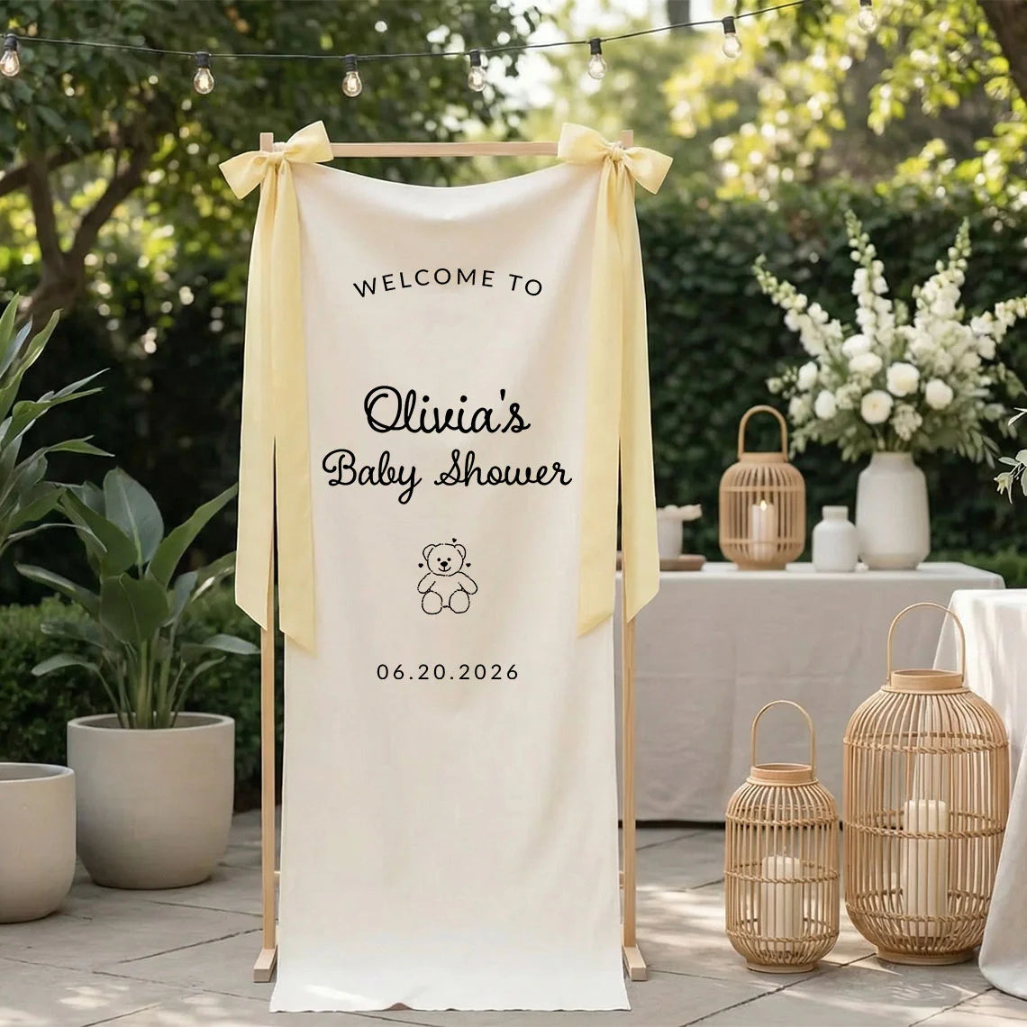 Minimalist Baby Shower Banner Personalized Custom Name Baby Shower Welcome Backdrop Decor