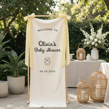 Minimalist Baby Shower Banner Personalized Custom Name Baby Shower Welcome Backdrop Decor