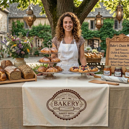 Custom Logo Table Runner Personalized Business Table Runner Bakery Market Booth Display
