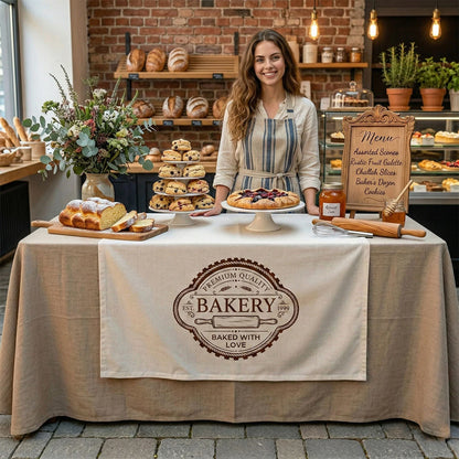Custom Logo Table Runner Personalized Business Table Runner Bakery Market Booth Display