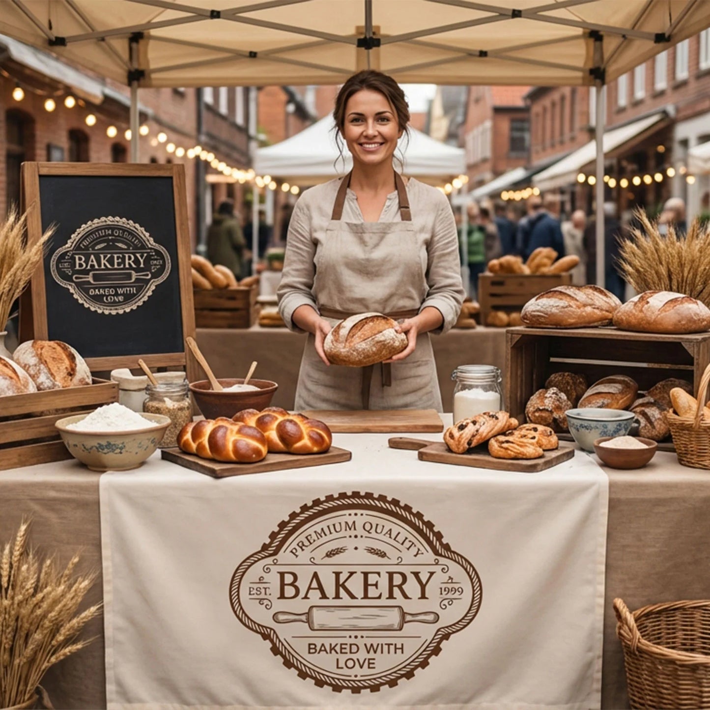 Custom Logo Table Runner Personalized Business Table Runner Bakery Market Booth Display