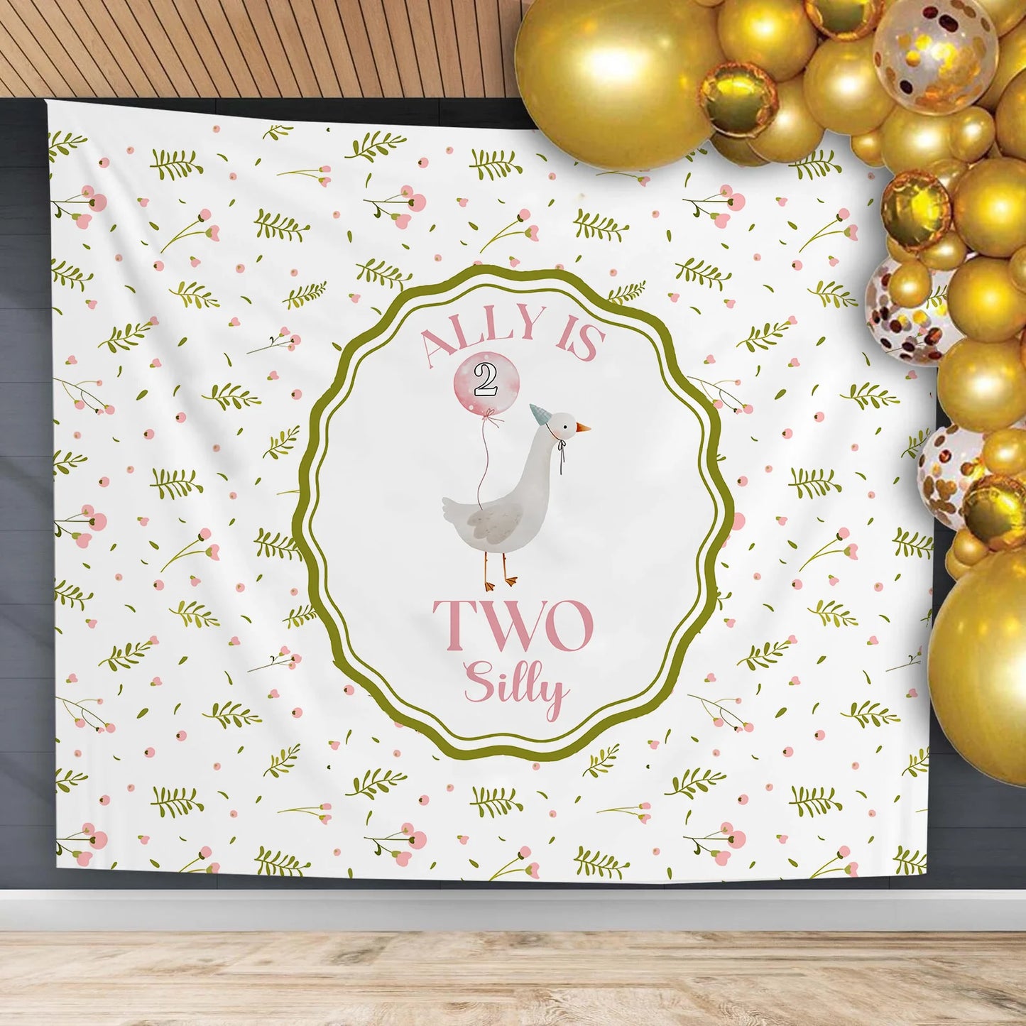 Silly Goose 2nd Birthday Tapestry Personalized Two Silly Goose Party Backdrop Custom Name Birthday Banner