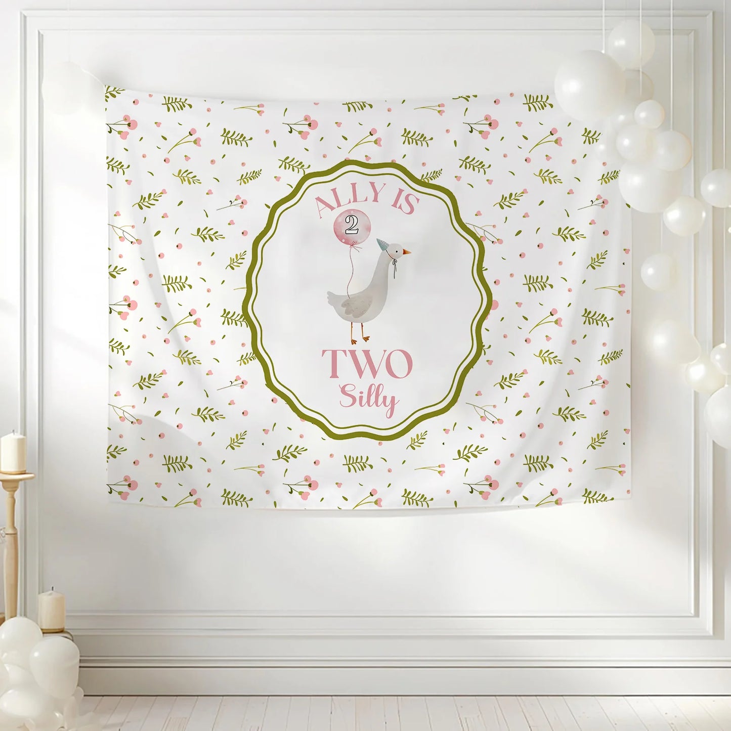 Silly Goose 2nd Birthday Tapestry Personalized Two Silly Goose Party Backdrop Custom Name Birthday Banner