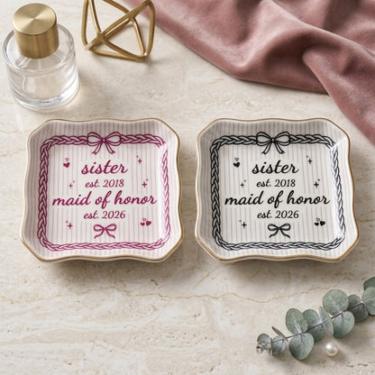 Personalised Bestie Trinket Dish, Jewelry Ring Dish, Ceramic Trinket Tray for Best Friend