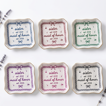 Personalised Bestie Trinket Dish, Jewelry Ring Dish, Ceramic Trinket Tray for Best Friend