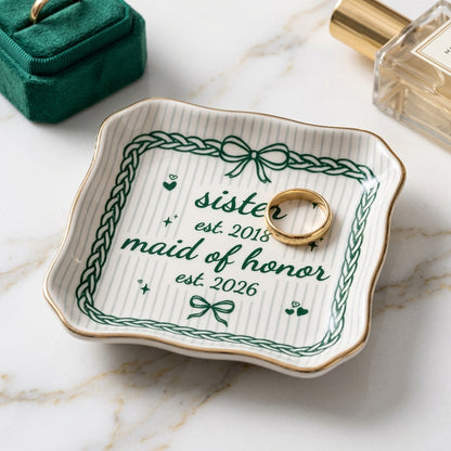 Personalised Bestie Trinket Dish, Jewelry Ring Dish, Ceramic Trinket Tray for Best Friend