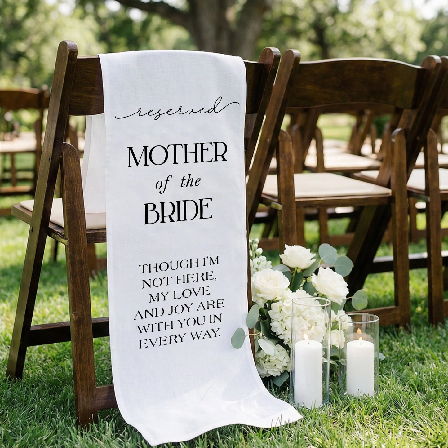 Reserved Mother of the Bride Memorial Chair Sign Wedding Reserved Seat In Loving Memory Chair Cover