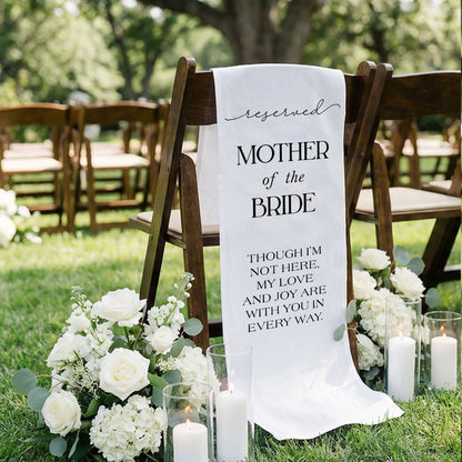 Reserved Mother of the Bride Memorial Chair Sign Wedding Reserved Seat In Loving Memory Chair Cover