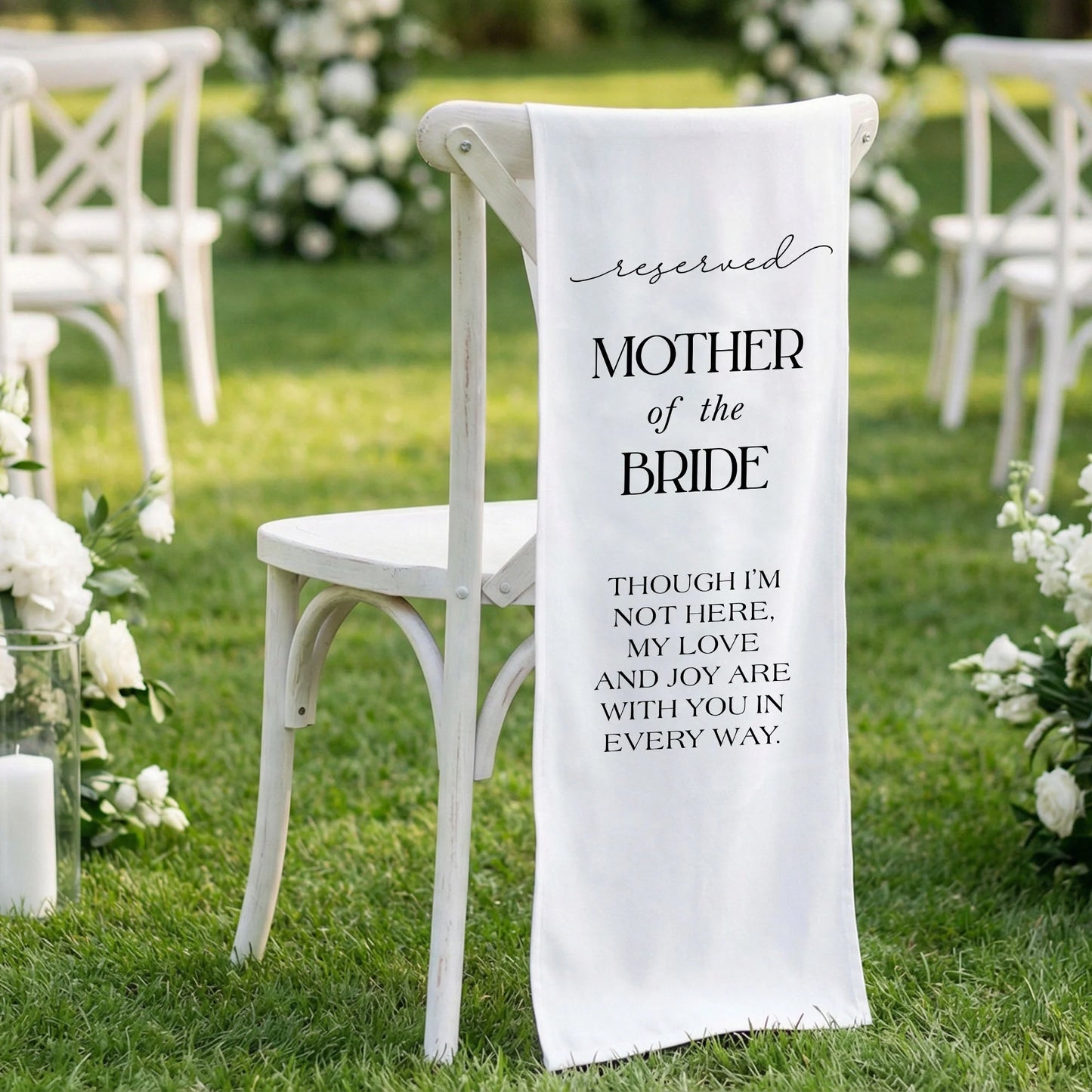 Reserved Mother of the Bride Memorial Chair Sign Wedding Reserved Seat In Loving Memory Chair Cover