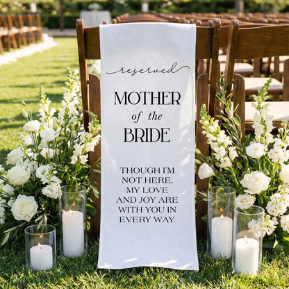 Reserved Mother of the Bride Memorial Chair Sign Wedding Reserved Seat In Loving Memory Chair Cover