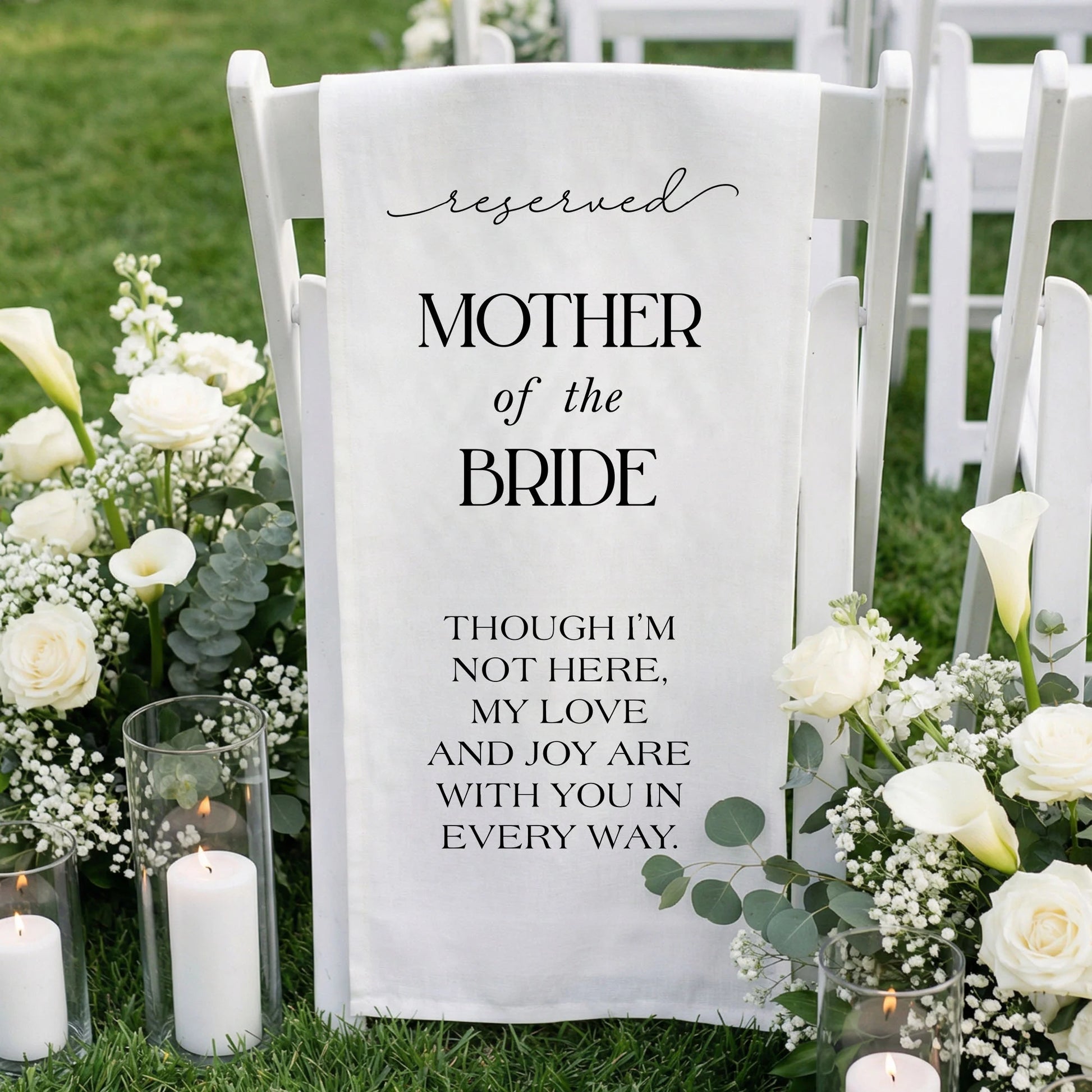 Reserved Mother of the Bride Memorial Chair Sign Wedding Reserved Seat In Loving Memory Chair Cover