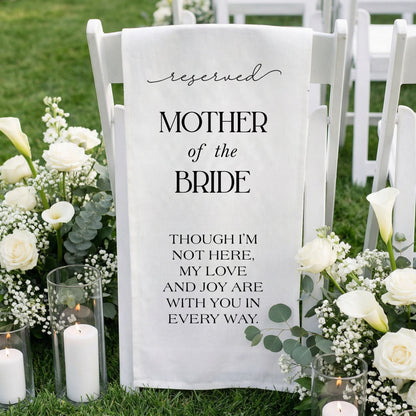 Reserved Mother of the Bride Memorial Chair Sign Wedding Reserved Seat In Loving Memory Chair Cover