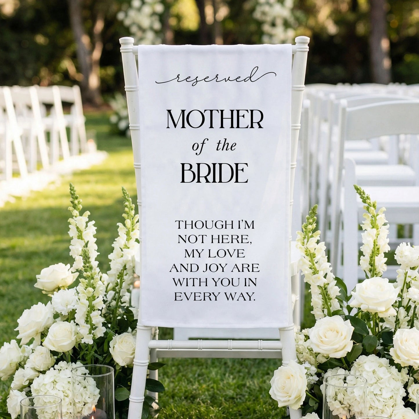 Reserved Mother of the Bride Memorial Chair Sign Wedding Reserved Seat In Loving Memory Chair Cover