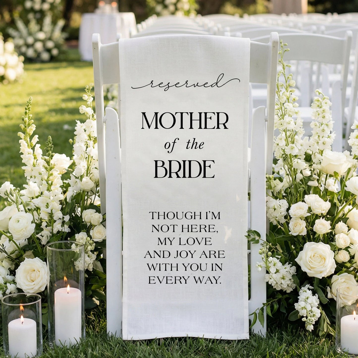 Reserved Mother of the Bride Memorial Chair Sign Wedding Reserved Seat In Loving Memory Chair Cover