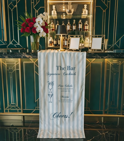 Wedding Cocktail Menu Table Runner Personalized Bar Menu Runner Custom Wedding Bar Decor