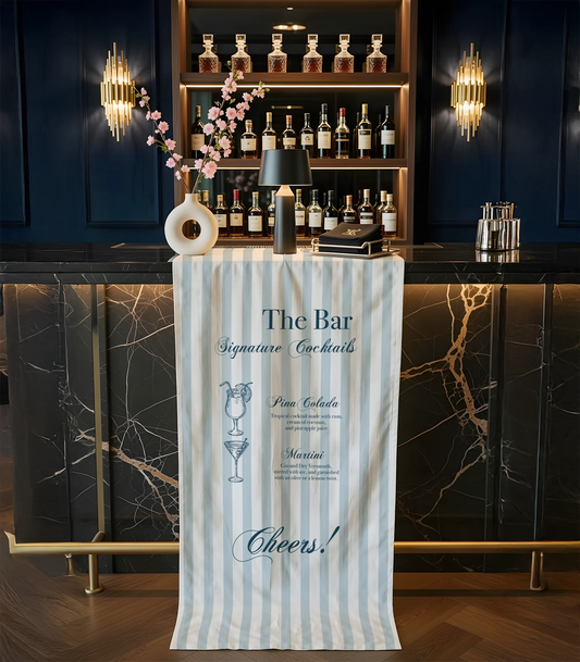 Wedding Cocktail Menu Table Runner Personalized Bar Menu Runner Custom Wedding Bar Decor