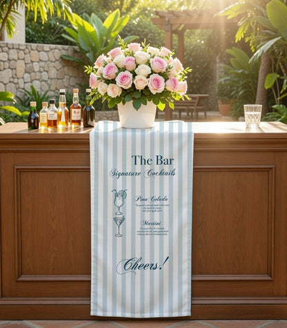 Wedding Cocktail Menu Table Runner Personalized Bar Menu Runner Custom Wedding Bar Decor