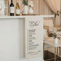 Wedding Bar Menu Table Runner Personalized Cocktail Menu Custom Wedding Bar Decor