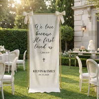 Christian Wedding Banner Personalized Bible Verse Wedding Backdrop Custom Name Wedding Decor