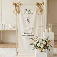 Floral Baby Shower Banner Personalized Custom Name Baby in Bloom Shower Backdrop Decor