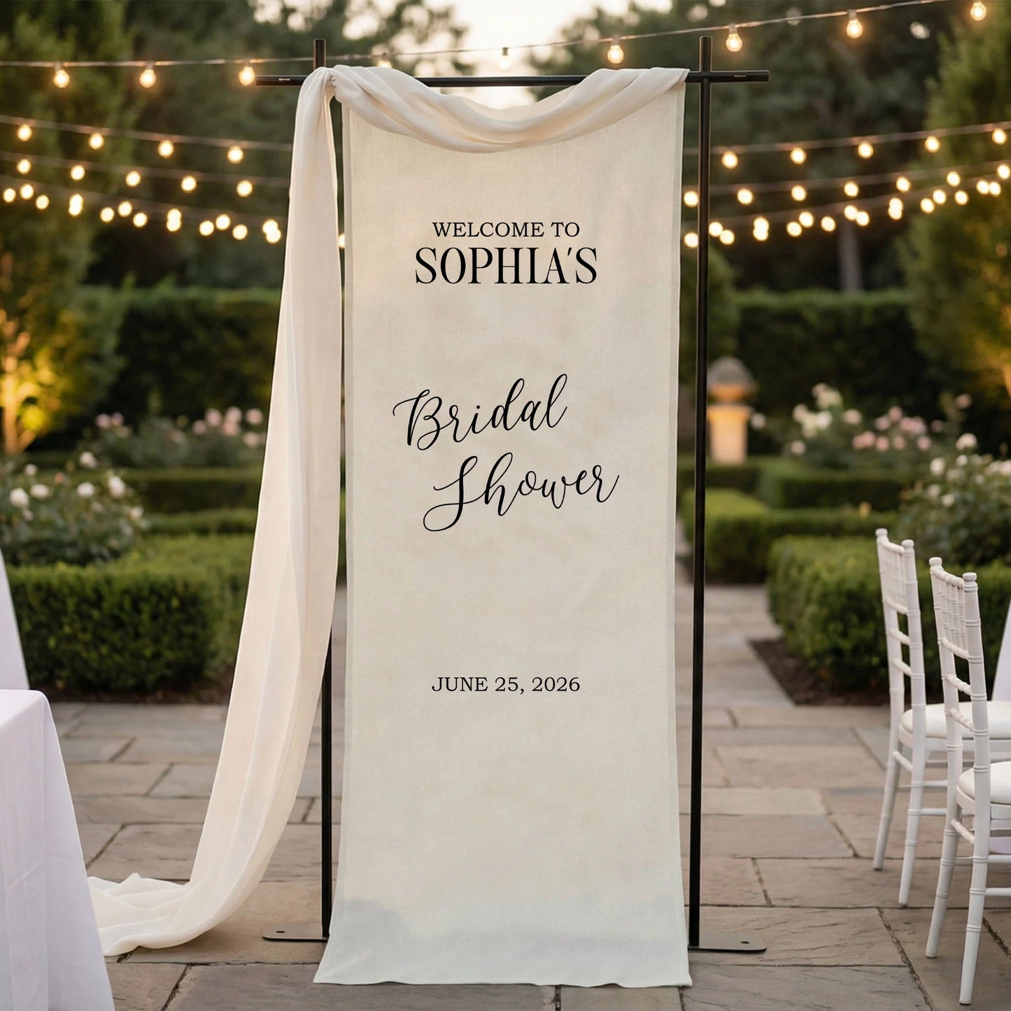 Minimalist Bridal Shower Banner Personalized Custom Name Bridal Shower Welcome Backdrop Decor