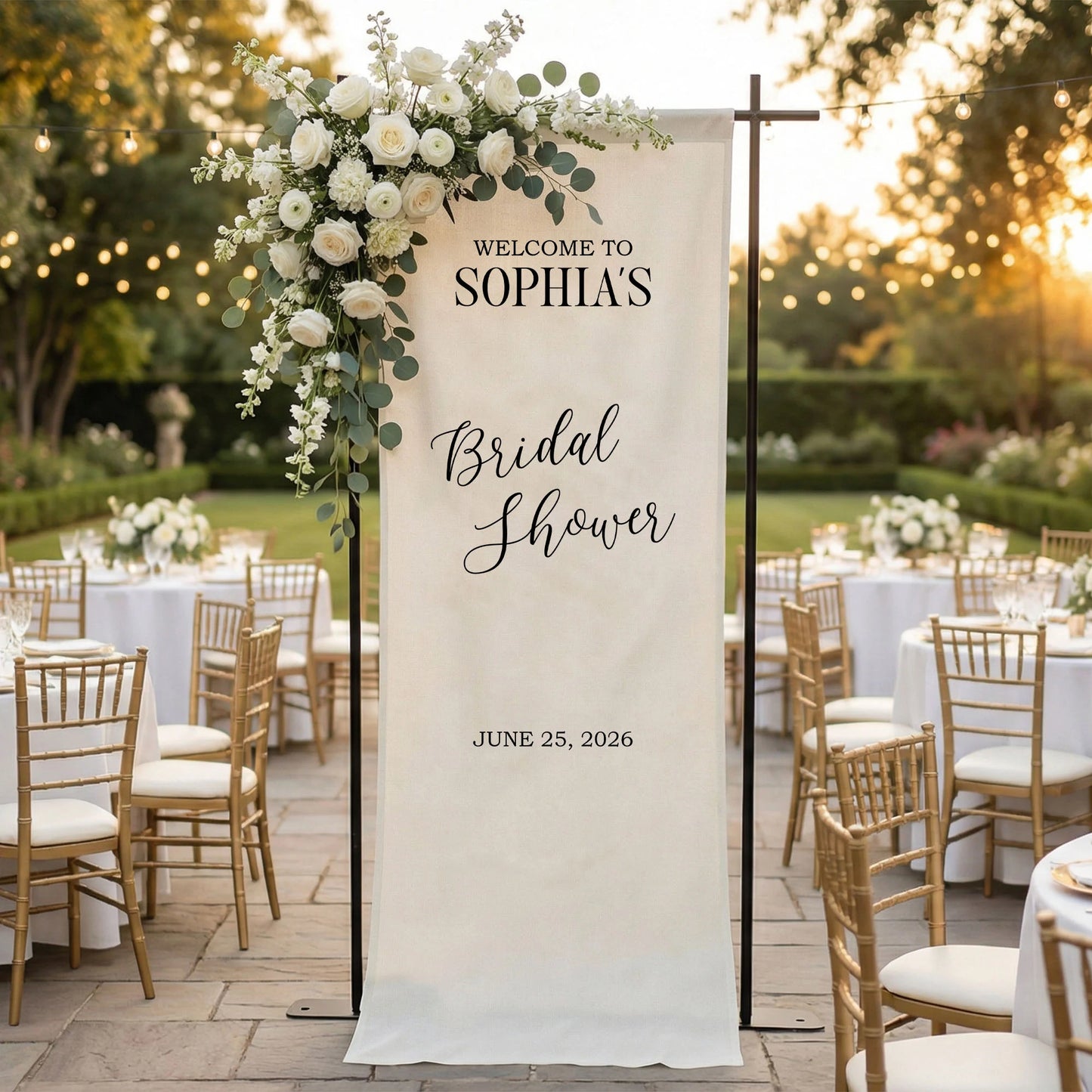Minimalist Bridal Shower Banner Personalized Custom Name Bridal Shower Welcome Backdrop Decor