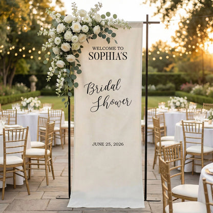 Minimalist Bridal Shower Banner Personalized Custom Name Bridal Shower Welcome Backdrop Decor