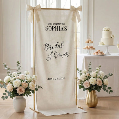Minimalist Bridal Shower Banner Personalized Custom Name Bridal Shower Welcome Backdrop Decor