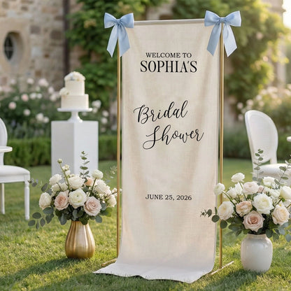 Minimalist Bridal Shower Banner Personalized Custom Name Bridal Shower Welcome Backdrop Decor