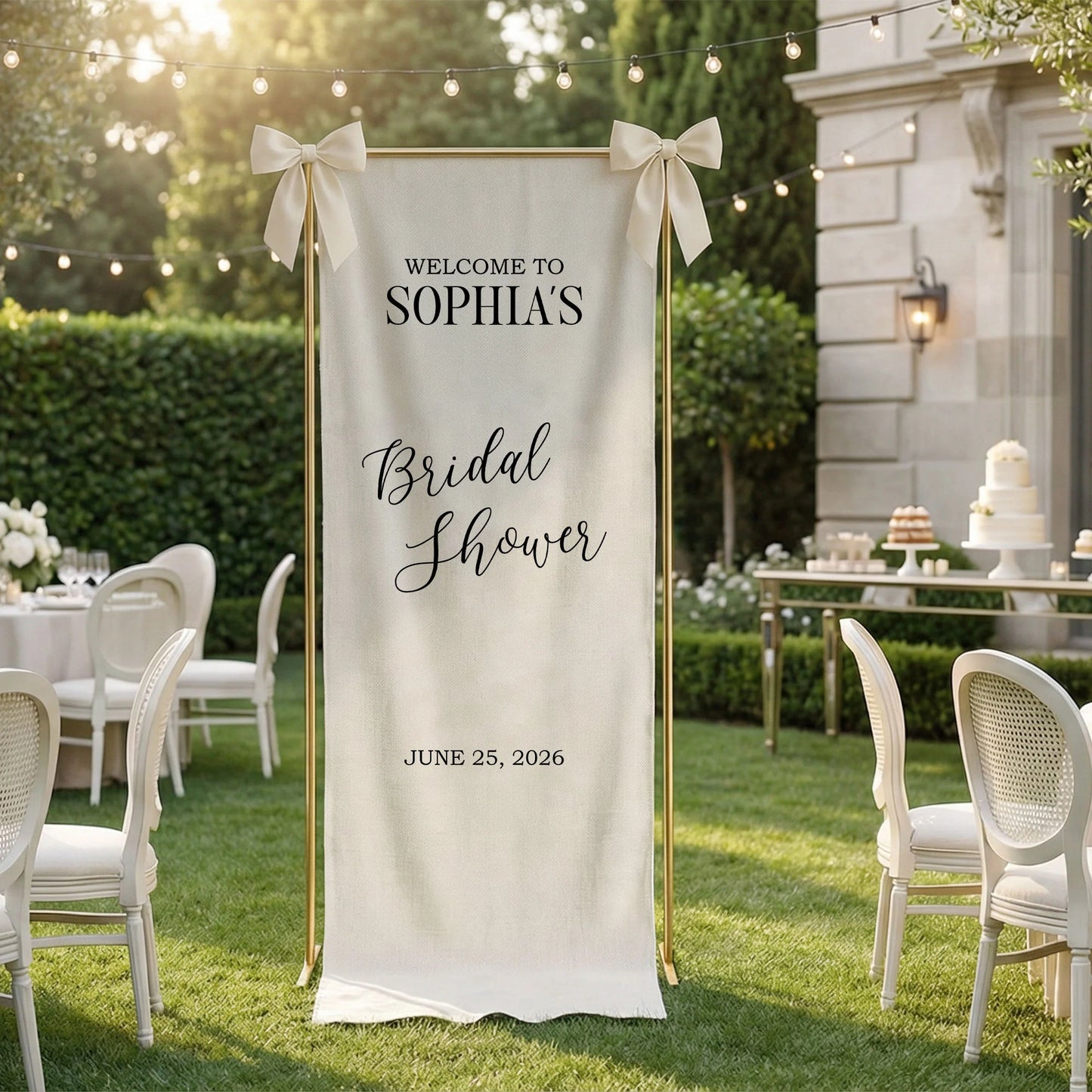 Minimalist Bridal Shower Banner Personalized Custom Name Bridal Shower Welcome Backdrop Decor