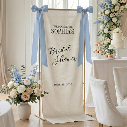 Minimalist Bridal Shower Banner Personalized Custom Name Bridal Shower Welcome Backdrop Decor