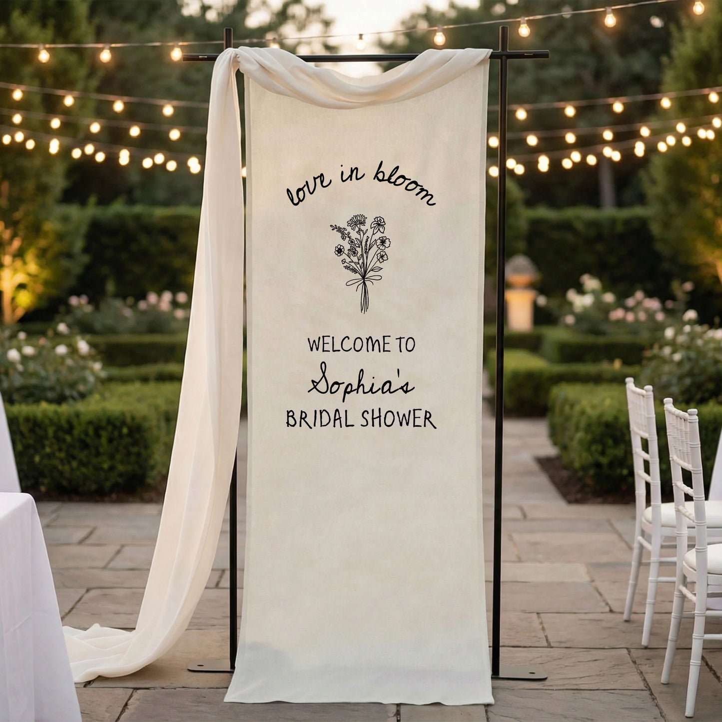 Love in Bloom Bridal Shower Banner Personalized Custom Name Bridal Shower Welcome Backdrop Decor