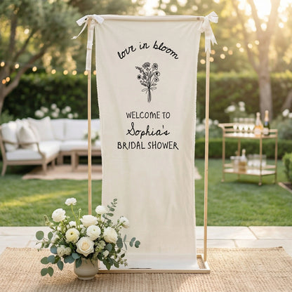 Love in Bloom Bridal Shower Banner Personalized Custom Name Bridal Shower Welcome Backdrop Decor