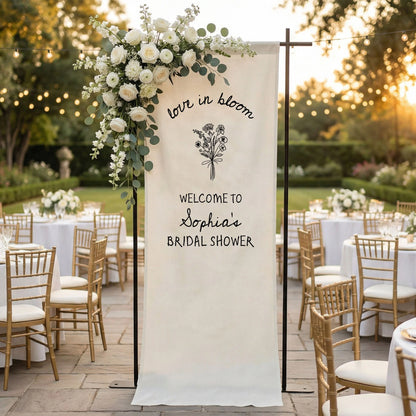 Love in Bloom Bridal Shower Banner Personalized Custom Name Bridal Shower Welcome Backdrop Decor